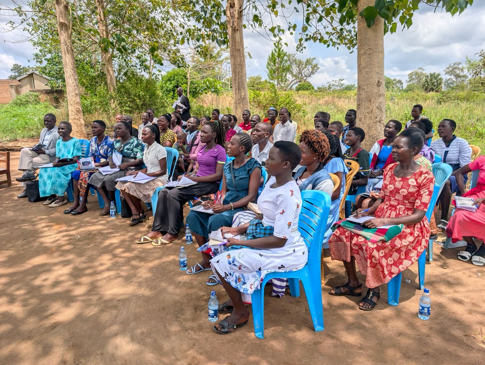 Literacy coaching session in a Ugandan classroom